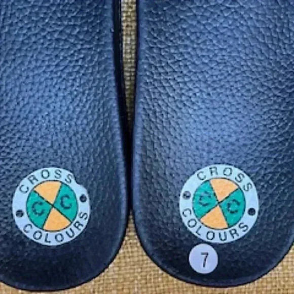 NEW Cross Colours X Unity Through Diversity Black Slides Sandals Women’s Sz‎ 7 - Picture 7 of 8